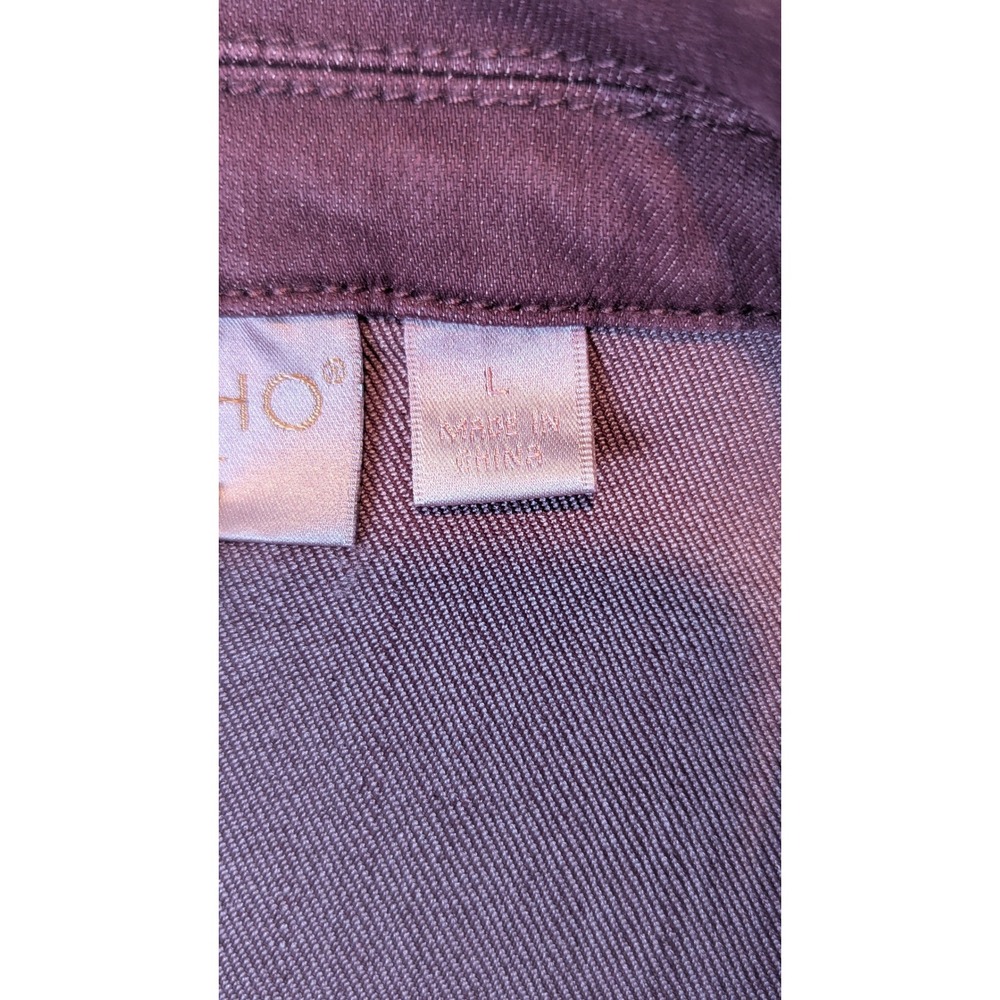 Belle By Kim‎ Gravel Women Burgundy Denim Jacket, Collared, Long Sleeves, Casual - Picture 6 of 11